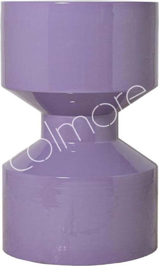 Colmore by Diga luxe emaille lila poef bijzettafel kruk 30 x 47 cm