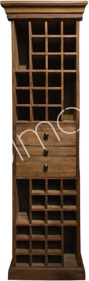 Colmore by Diga Wijnkast vakkenkast van natuurlijk oud dennenhout 60 x 35 x 210