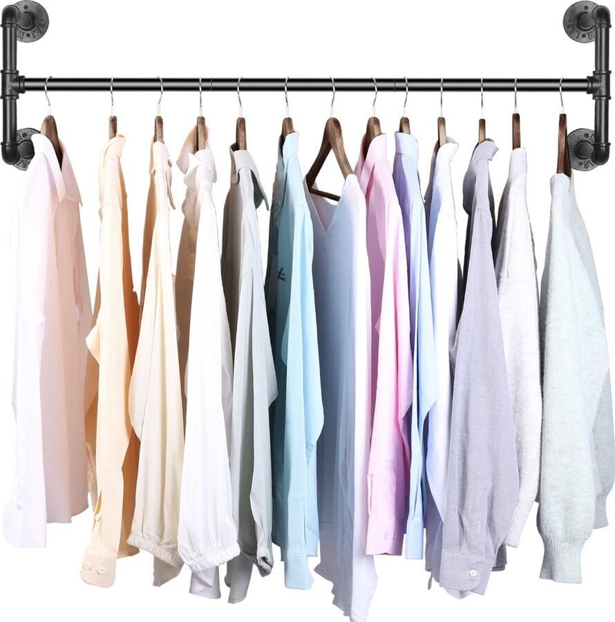 Colony Group Industriele Industriële pijp kledingrek Wand gemonteerd Kleding rek Kledingkast Inloopkast Antreciet