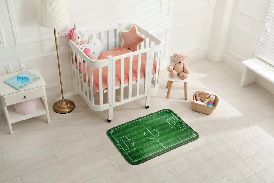 Coloray Vloerkleed voor Kinderkamer Groente Slaapkamer Tapijt Voetbalveld Grasmat Vloerkleed Voor Slaapkamer Wit Accenten Tapijt Polyester Klein Vloerkleed 90x60 cm