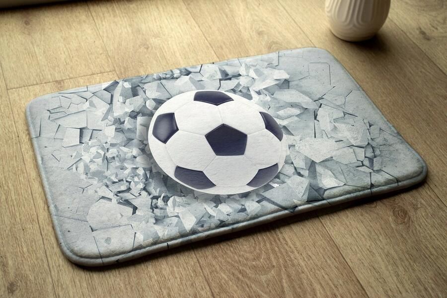 Coloray Vloerkleed voor Kinderkamer Wit Tapijt Voor Slaapkamer Voetbal Vloerkleed Voor Kinderen Zwart Accenten Woonkamer Tapijt Polyester Vloerkleed 75x45 cm