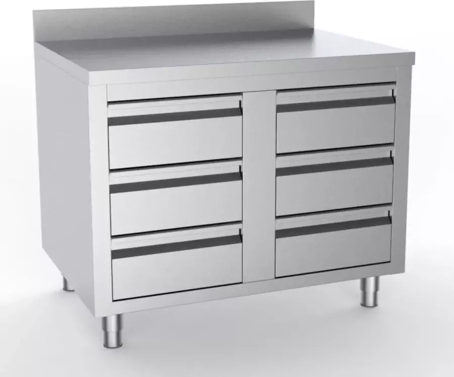 Combisteel 700 WERKTAFEL MET 6 LADEN RAND 1000 7333.0286