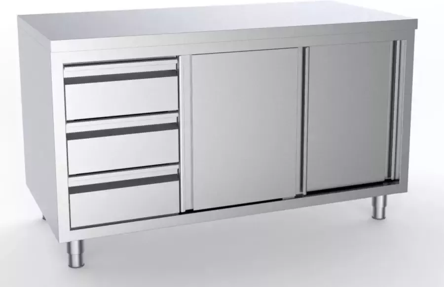 Combisteel 700 WERKTAFEL SCHUIFDEUREN LADEN LINKS 7333.0248