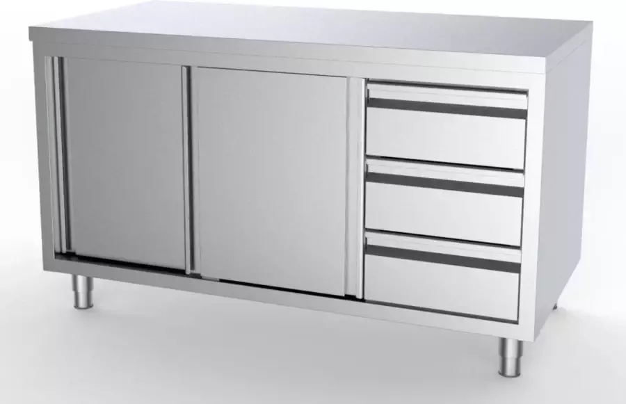 Combisteel 700 WERKTAFEL SCHUIFDEUREN LADEN RECHTS 7333.0256