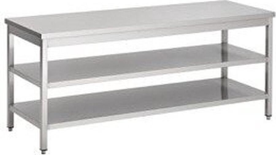 Combisteel Werktafel met 2 schappen 220cm breed RVS 7812.0344