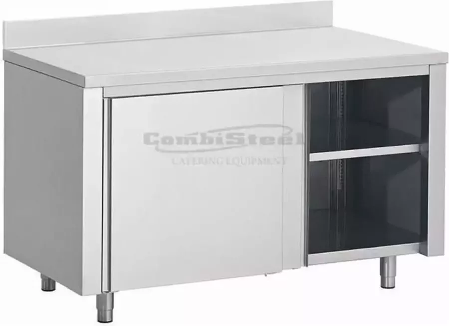 Combisteel Professionele Werktafel Schuifdeuren Rand 120cm RVS 7452.3055 Horeca