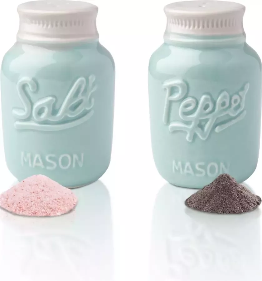 Comfify Vintage Salt & Pepper Shakers by Adorable Decorative Decor for Vintage Rustic Shabby Chic Sturdy Ceramic in Aqua Blue 100 ml Cap
