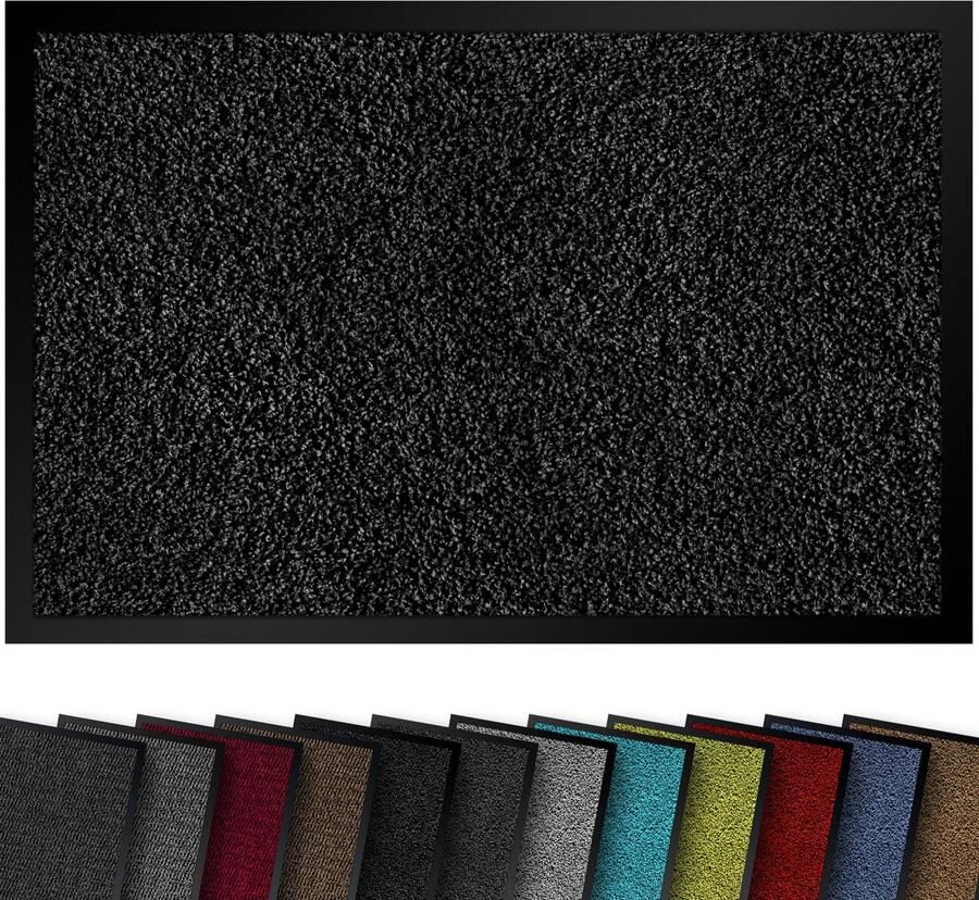 Comflor Hoogwaardige deurmat zwart 40x60 groot voor binnen & buiten vuilvangmat antislip afwasbaar & weerbestendig deurmat voor entree & buitenruimte gangloper dun