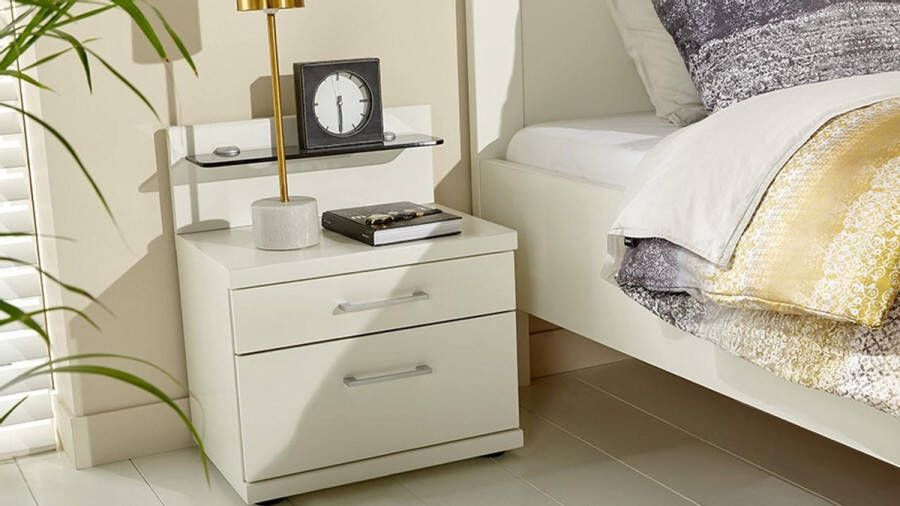 Comfort Collectie nachtkast Bienne met 2 laden 50 x 41 x 36 cm alpine wit