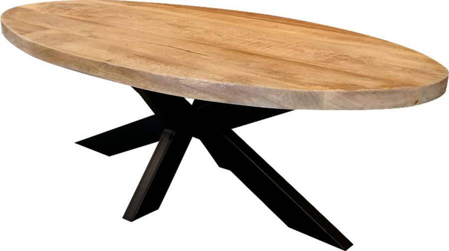 Comfort Living Furniture Mangohoutenmeubels Tafel ovaal- Mango Hout Eettafel 180x90x76 5 cm dik blad Massief (ook te zien in onze showroom)