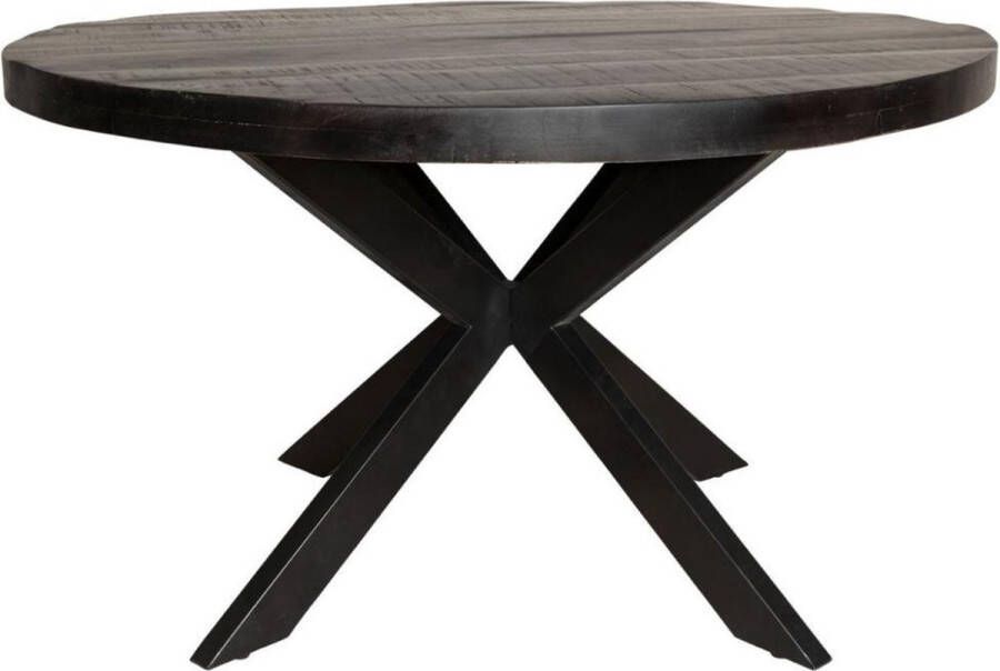 Comfort Living Furniture Mangohoutenmeubels Tafel Rond Mango- Hout Eettafel 120x120x76 Zwart 5 cm dik blad Massief (ook te zien in onze showroom)