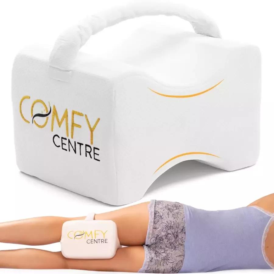 COMFYCENTRE Kniekussen met band voor in bed Orthopedisch & Ergonomisch Beenkussen Traagschuim Zijslaapkussen Zijslaper en Rugslaper Kussen Benen 30 Dagen Proberen Kniekussens Volwassenen