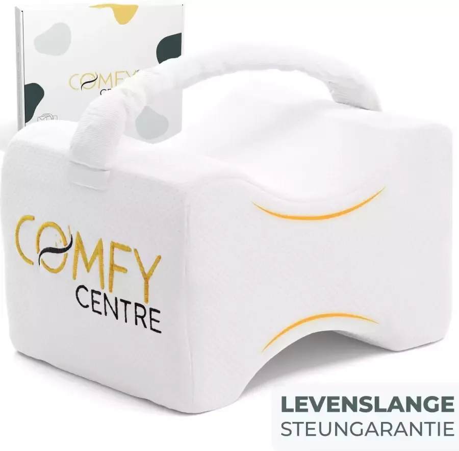 COMFYCENTRE Orthopedisch Kniekussen met Band voor in Bed Ergonomisch Beenkussen Zijslaapkussen