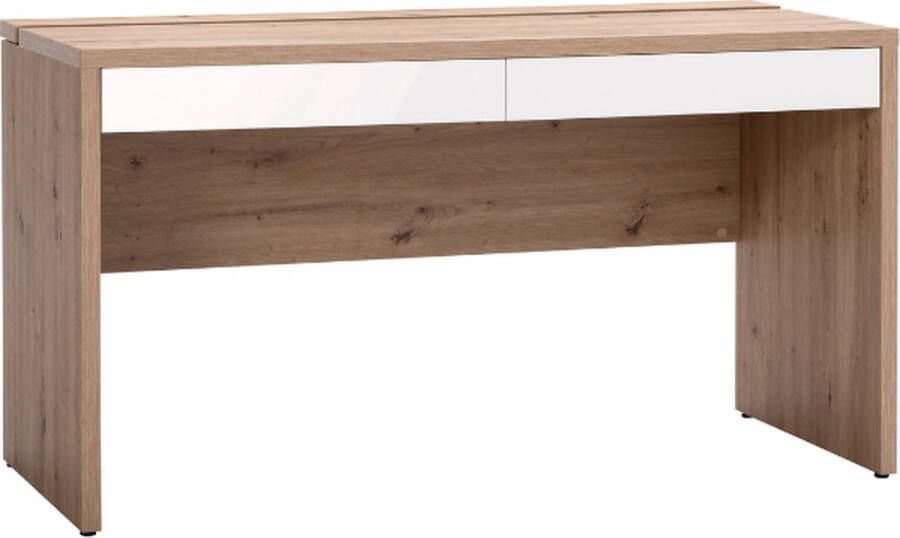 Composad EMOB Bureau Sorbonne 139cm met twee lades eikdecor wit Kantoor outlet Wit; Bruin Melamine; Spaanplaat Kantoor outlet Op voorraad - Foto 3