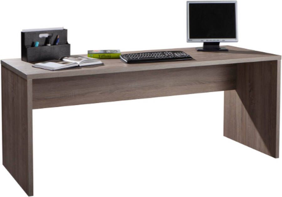 Composad EMOB Bureautafel Disegno 178 2 x 69 x 74 5 cm Metalen poten Oak Truffle-design Kantoor outlet Bruin MDF Kantoor outlet Op voorraad