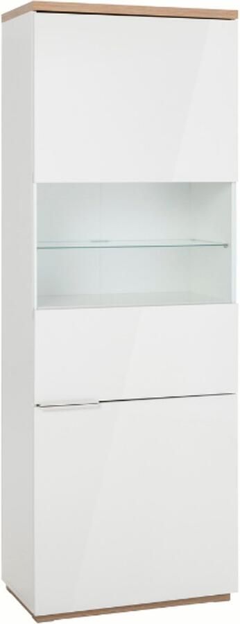 Composad Kolomkast Maki 65cm met twee deuren eikdecor hoogglans wit