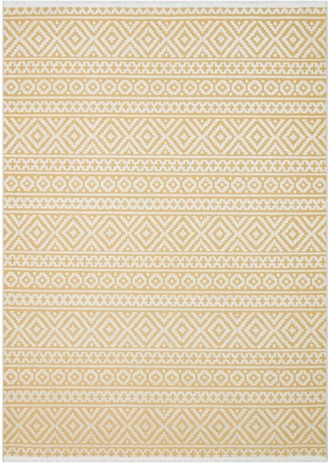 Concept Looms Jazz Amber Vloerkleed 160x220 Rechthoek Buiten Laagpolig Tapijt Modern Geel Wit