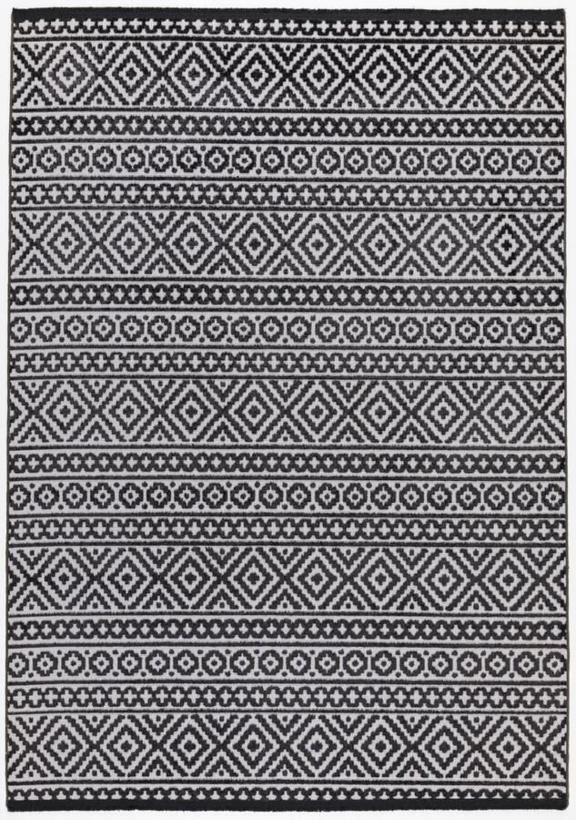 Concept Looms Jazz Black White Vloerkleed 160x220 Rechthoek Buiten Laagpolig Tapijt Modern Grijs Wit Zwart_wit