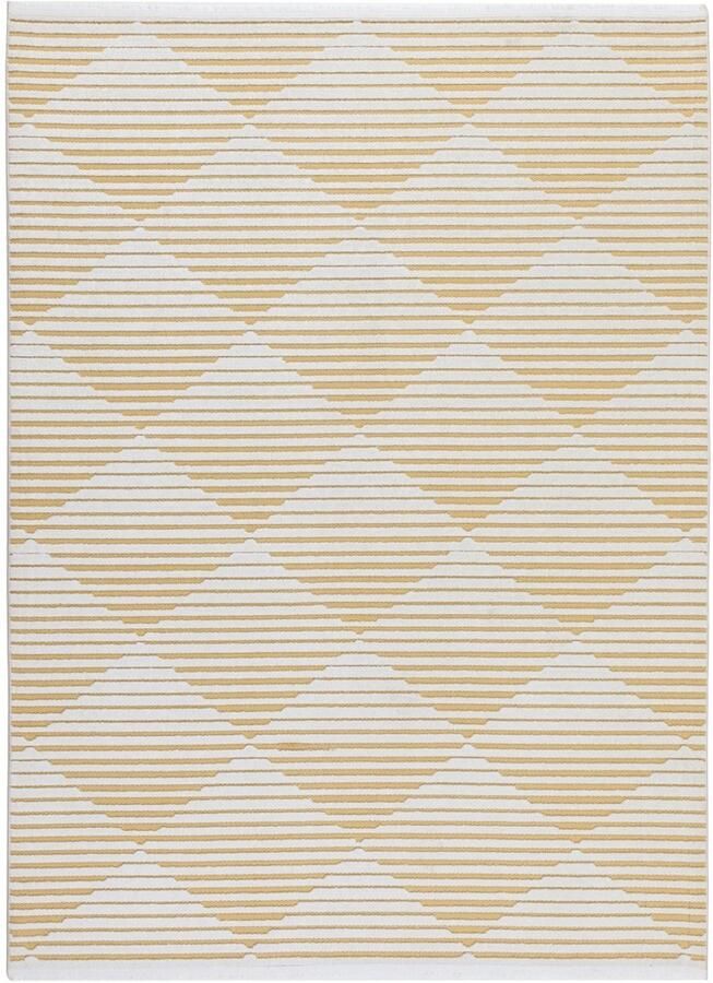 Concept Looms Jazz Diamond Amber Vloerkleed 190x290 Rechthoek Buiten Laagpolig Tapijt Modern Geel Wit