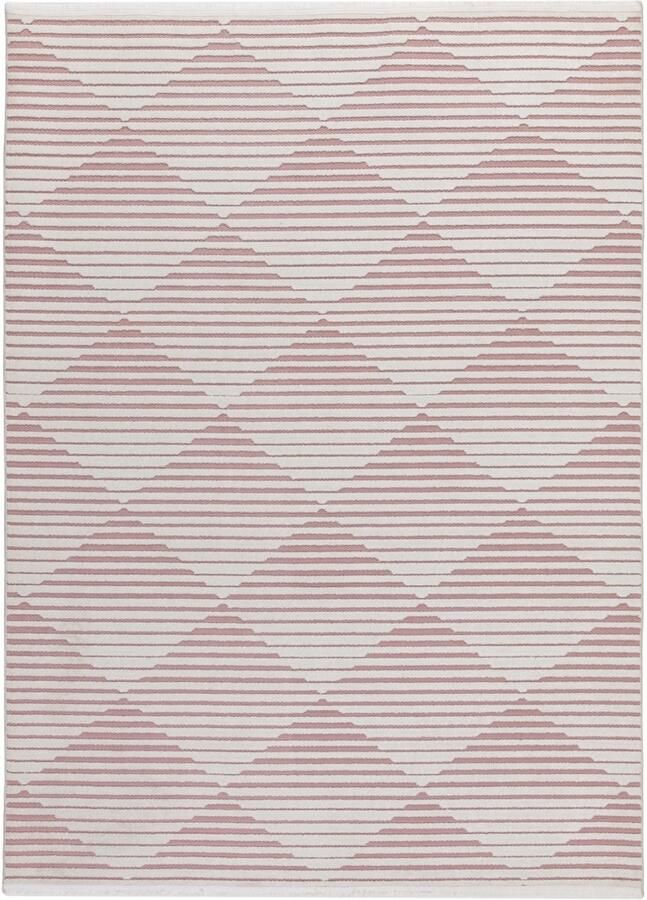 Concept Looms Jazz Diamond Rose Vloerkleed 190x290 Rechthoek Buiten Laagpolig Tapijt Modern Roze Wit
