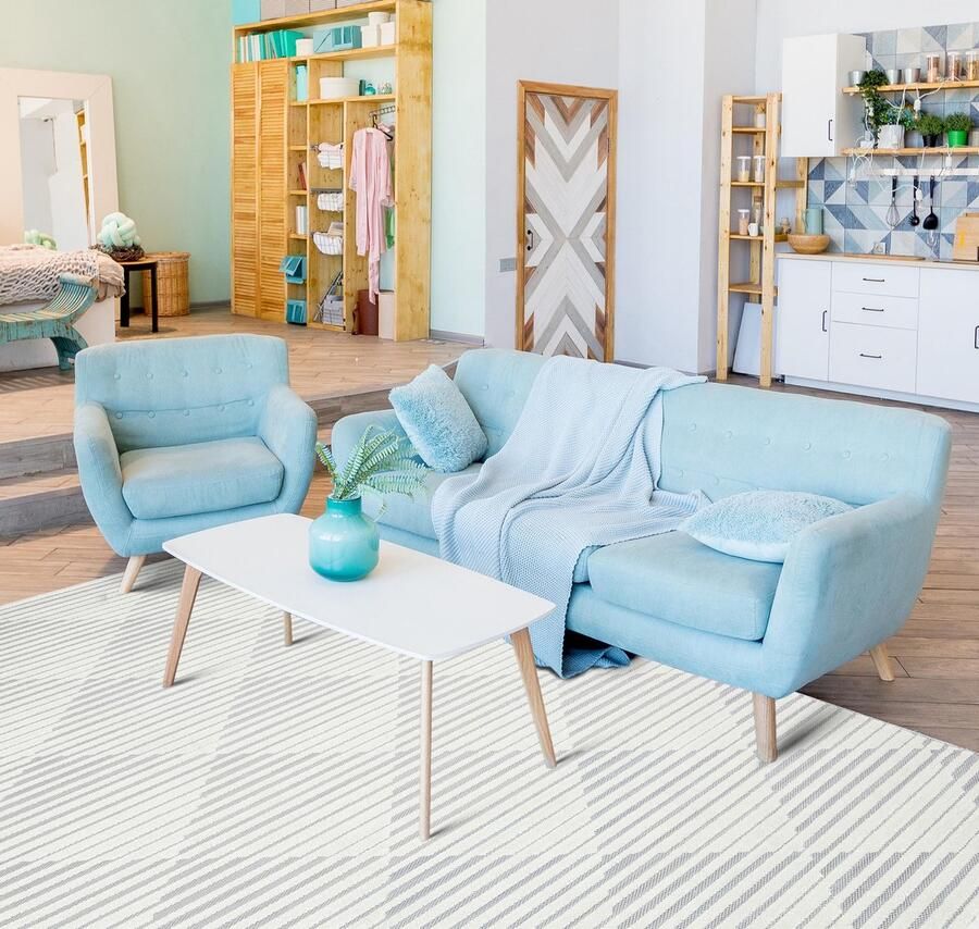 Concept Looms Jazz Diamond Silver Vloerkleed 190x290 Rechthoek Buiten Laagpolig Tapijt Modern Grijs Wit Zilver