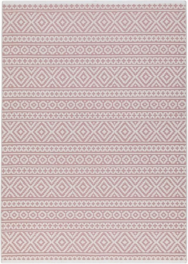 Concept Looms Jazz Rose Vloerkleed 190x290 Rechthoek Buiten Laagpolig Tapijt Modern Roze Wit