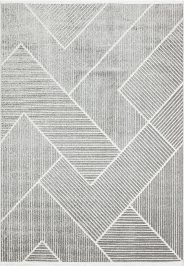 Concept Looms Jazz Silver Jaz17 Vloerkleed 190 x 290 cm Grijs Ivoor Rectangular Polypropylene Eetkamer Woonkamer Keuken Terrace Slaapkamer Geometrisch Buitentapijten Modern