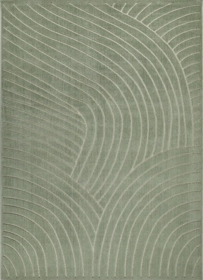 Concept Looms Maze Green MAZ105 Vloerkleed 200 x 290 cm Green Rectangular Microfiber Dining room Living room Bedroom Geometric Retro Modern