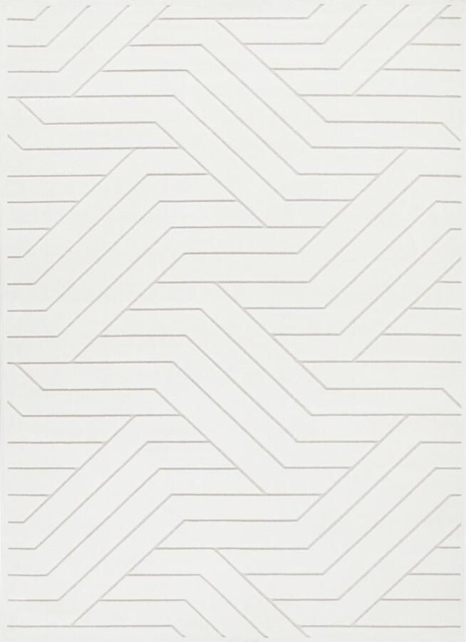 Concept Looms Maze Ivory MAZ101 Vloerkleed 160 x 220 cm White Ivory Rectangular Microfiber Dining room Living room Bedroom Geometric Scandinavian Modern