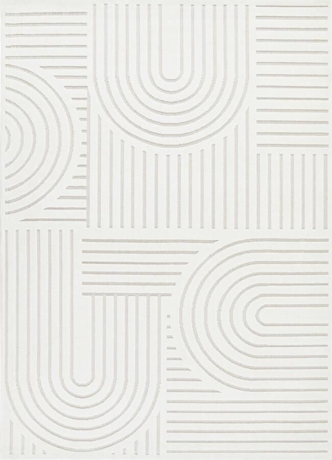 Concept Looms Maze Ivory MAZ106 Vloerkleed 120 x 170 cm White Ivory Rectangular Microfiber Dining room Living room Bedroom Geometric Scandinavian Retro Modern