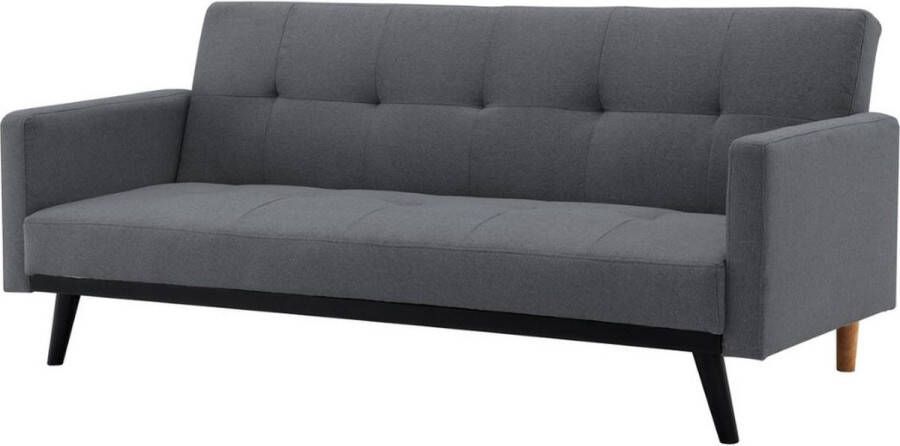 Concept-U 3 -Seater Converteerbare bank in donkergrijze stof Zwarte voeten LEON