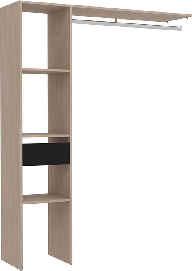 Concept-U Houten dressing met 3 planken 1 lade en een garderobe: 138 x 40 x 180 cm ELYSEE