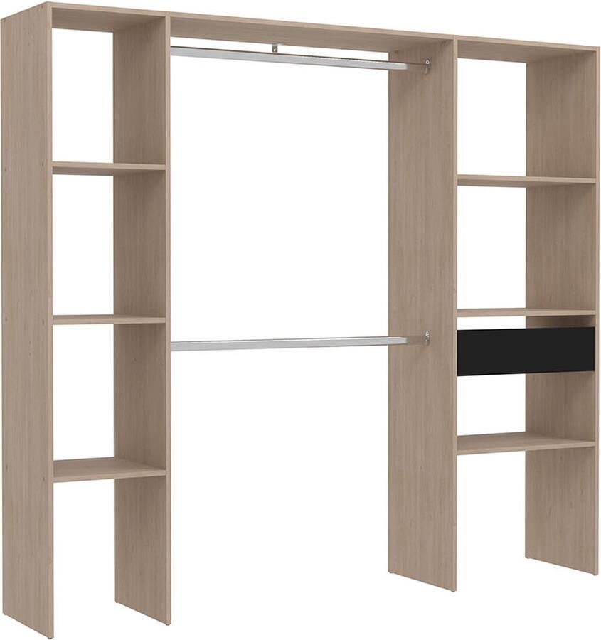 Concept-U Houten kleedkamer met 6 planken 1 lade en 2 kasten: 198 x 40 x 180 cm ELYSEE