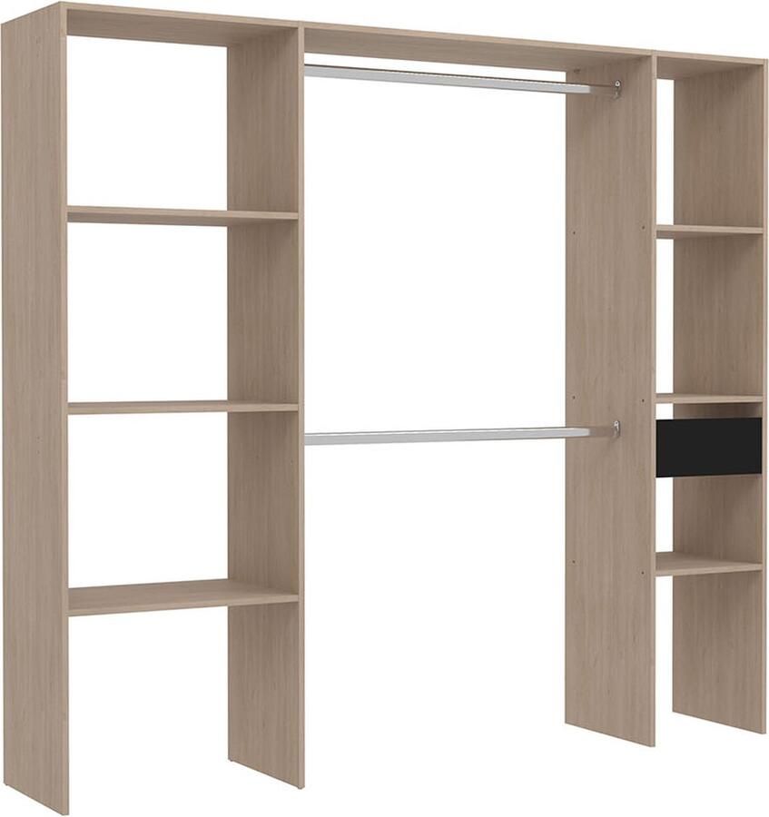 Concept-U Houten kleedkamer met 6 planken 1 lade en 2 kasten: 198 x 40 x 180 cm ELYSEE