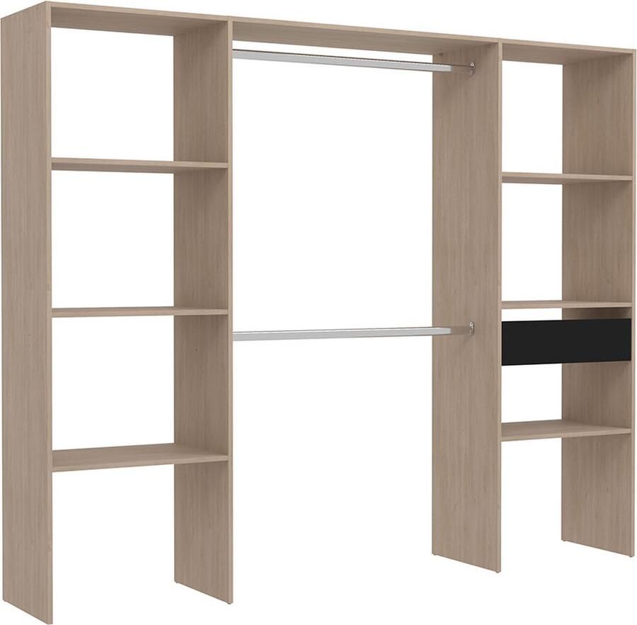 Concept-U Houten kleedkamer met 6 planken 1 lade en 2 kasten: 220 x 40 x 180 cm ELYSEE