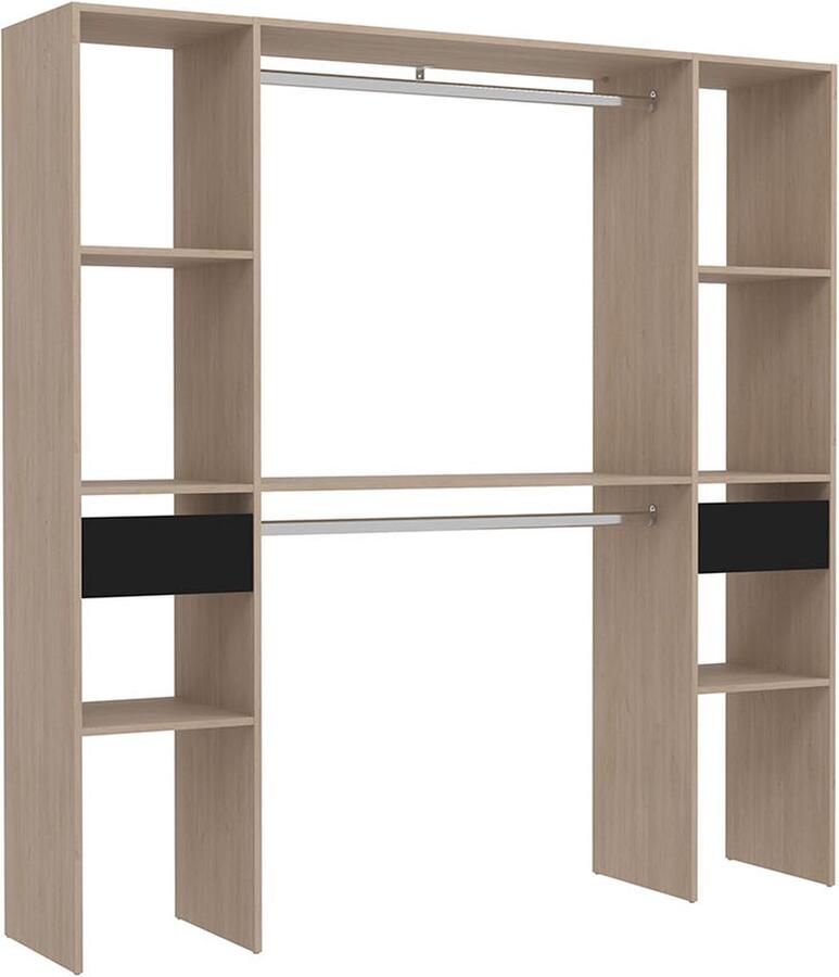 Concept-U Houten kleedkamer met 6 planken 2 laden en 2 kasten: 180 x 40 x 180 cm ELYSEE