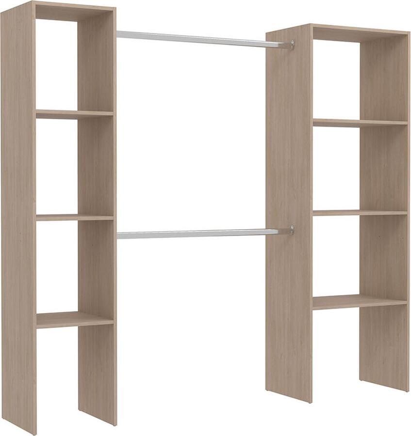Concept-U Houten kleedkamer met 6 planken en 2 kasten: 198 x 40 x 180 cm ELYSEE