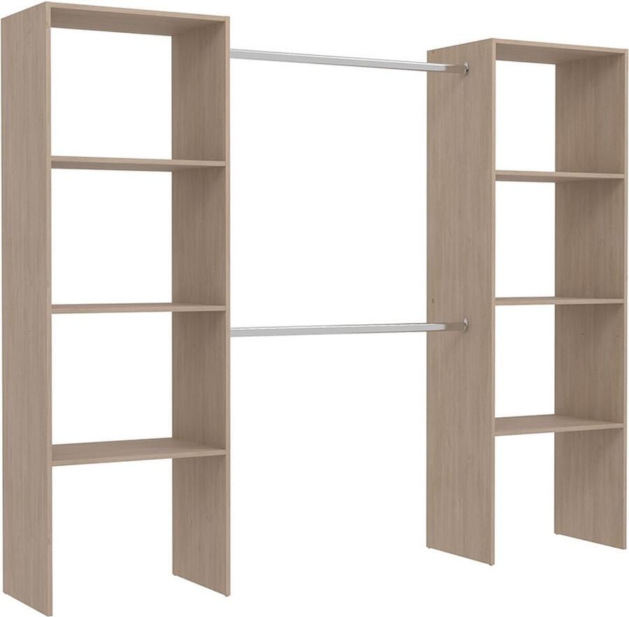 Concept-U Houten kleedkamer met 6 planken en 2 kasten: 220 x 40 x 180 cm ELYSEE