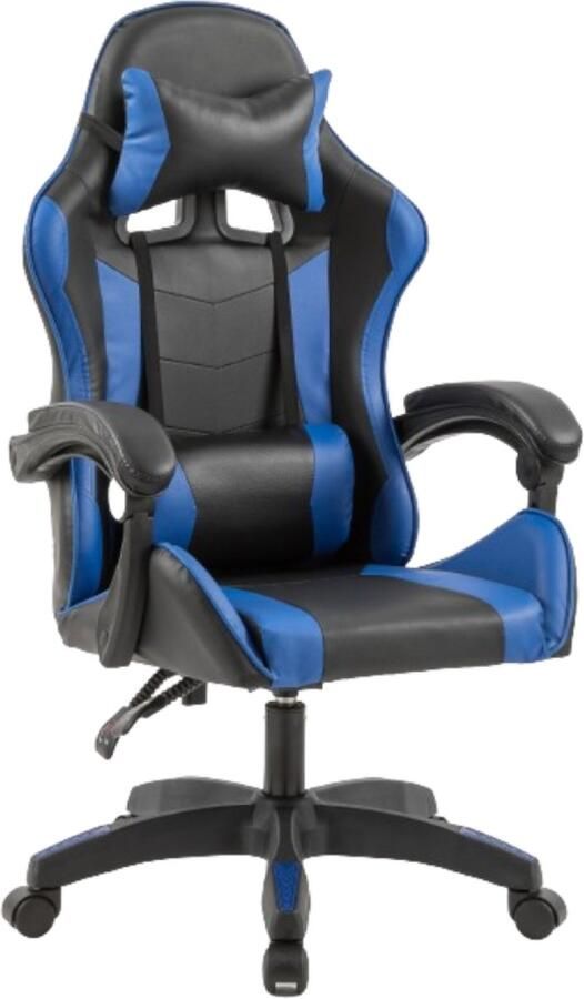 Concept-U Massage zwarte en blauwe gamingstoel EZIO