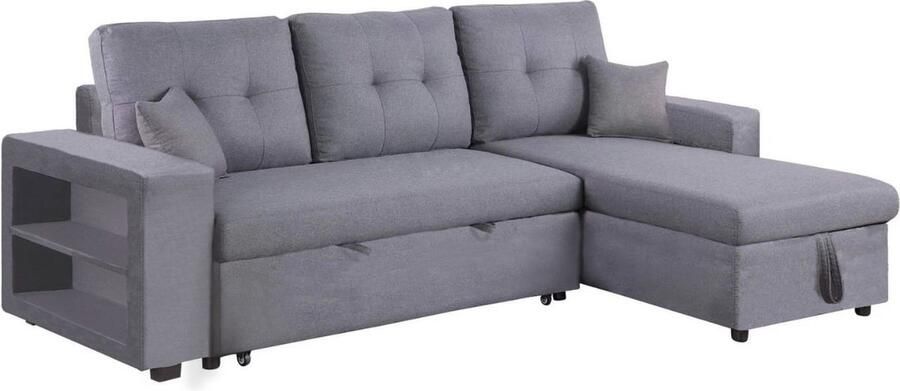 Concept-U Rechter hoekbank cabriolet in 4 -zaterdag grijze stof GLASGOW
