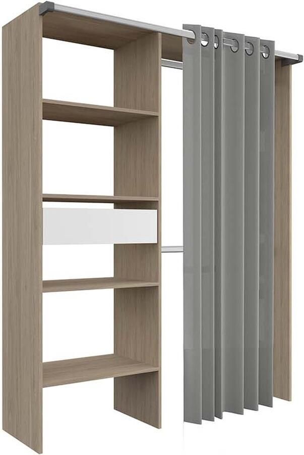 Concept-U Rideau -kleedkamer 4 planken 2 kasten en 1 lade 143x48x182 PARIS