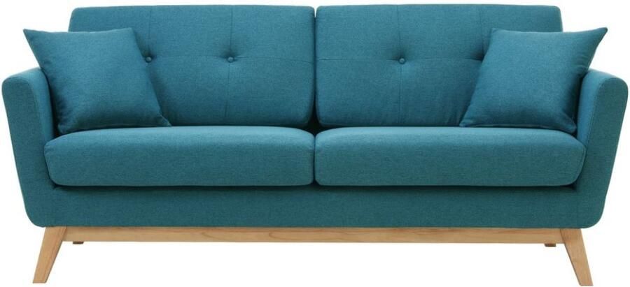 Concept-U Scandinavian 3 -seater bank en 2 eendenblauwe stoffen kussens HOGA