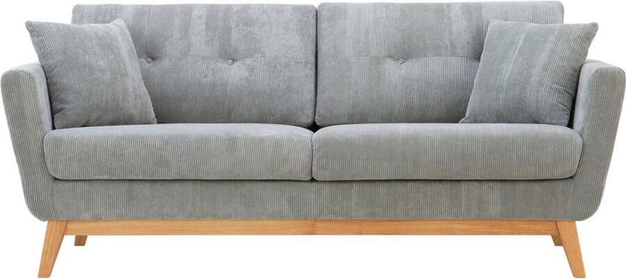 Concept-U Scandinavische bank 3 -zitter grijs geribbelde fluweel HOGA