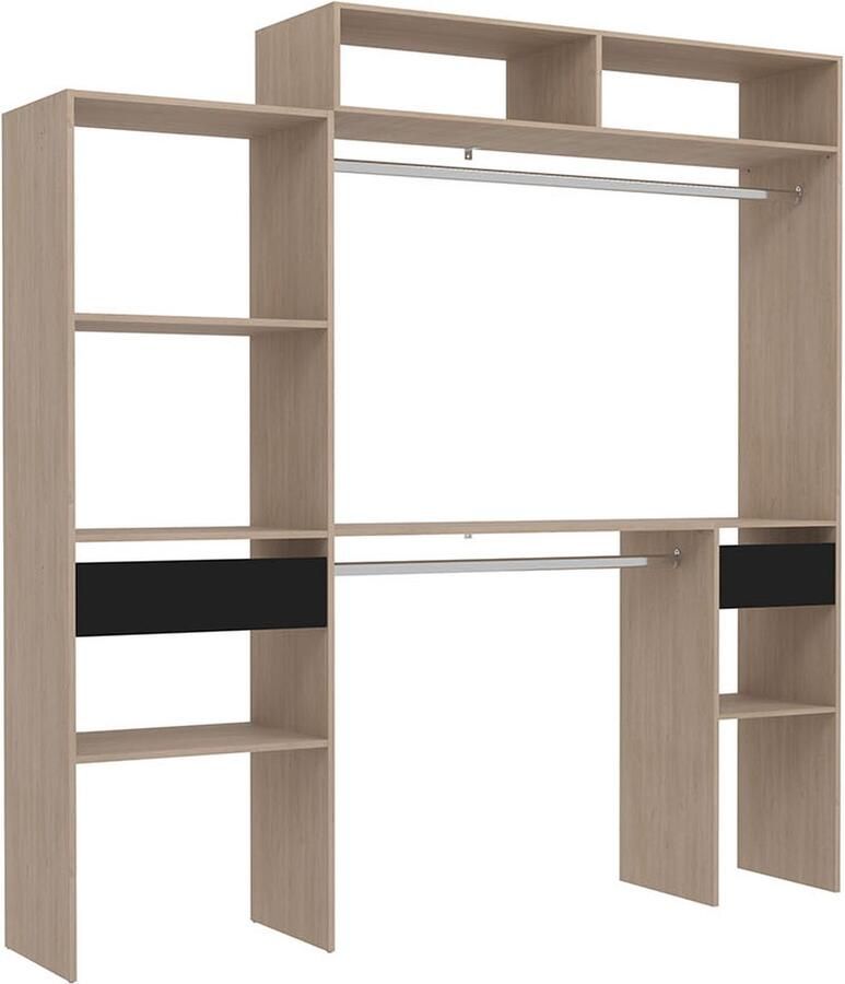 Concept-U Uitbreidbare houten kleedkamer met 2 kasten 4 planken en 1 lade ELYSEE