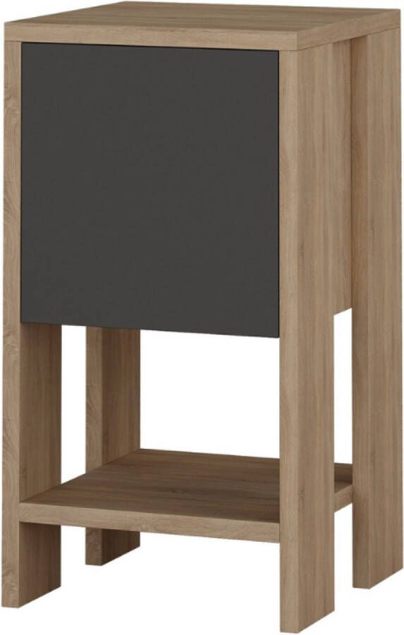 Concept-U Hout en grijs nachtkastje met opslag SISA