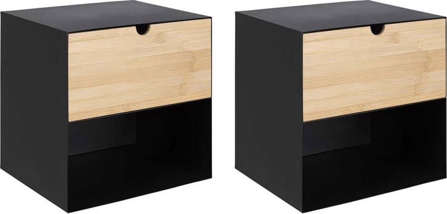 Concept-U Set van 2 zwarte gesuspendeerde nachtkastjes ALOFT