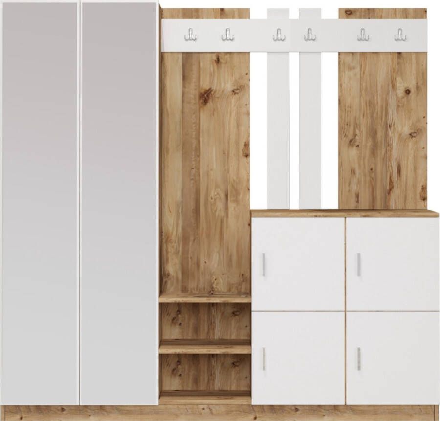 Concept-U Toegangsmeubilair met hout en witte spiegel ANKA