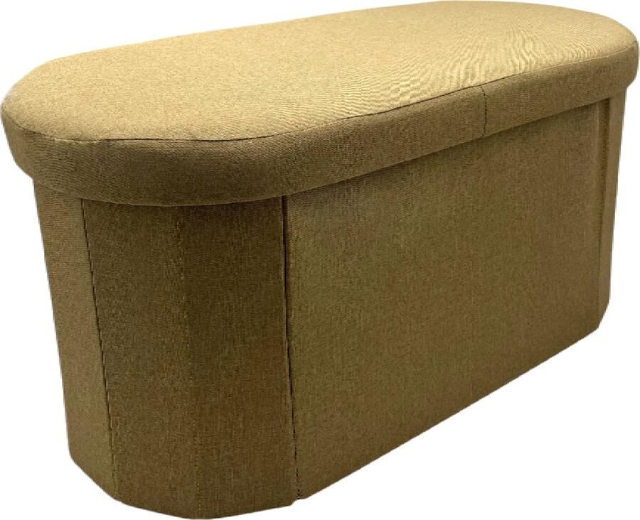 Concepts Poef Geel Ovaal 78 x 36 x 36 Opbergpoef Poef met opbergruimte Multifunctioneel Kwalitatieve stof Bankje organizer Linnen Opvouwbaar & Stevig Ideaal voor Woonkamer Slaapkamer Kinderkamer Kantoor en Kleedkamer 78 x 36 x 36
