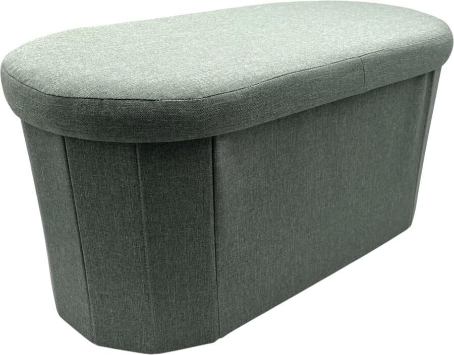 Concepts Poef Mint Ovaal 78 x 36 x 36 Opbergpoef Poef met opbergruimte Multifunctioneel Kwalitatieve stof Bankje organizer Linnen Opvouwbaar & Stevig Ideaal voor Woonkamer Slaapkamer Kinderkamer Kantoor en Kleedkamer 78 x 36 x 36