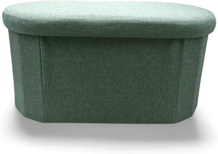 Concepts Poef Mint Ovaal 78 x 36 x 36 Opbergpoef Poef met opbergruimte Multifunctioneel Kwalitatieve stof Bankje organizer Linnen Opvouwbaar & Stevig Ideaal voor Woonkamer Slaapkamer Kinderkamer Kantoor en Kleedkamer 78 x 36 x 36 - Foto 2